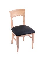 beech wood chair shown in natural, black vinyl seat, upolhostered seat only
