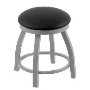18" misha stool shown in anodized nickle, black vinyl seat
