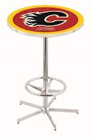 pub table with college, nhl or military logo