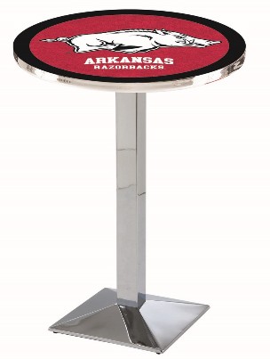 8-36" logo pub table, 36" or 42" high, Chrome or black wrinkle base