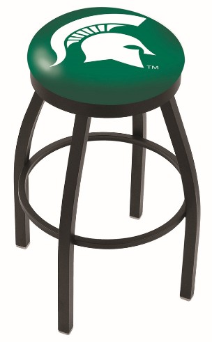 metal swivel seat bar, counter stool, black wrinkle, 25 or 30" shown w/Michigan State logo