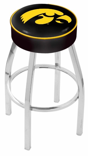  chrome swivel seat bar stool, 25 or 30" shown w/Iowa logo