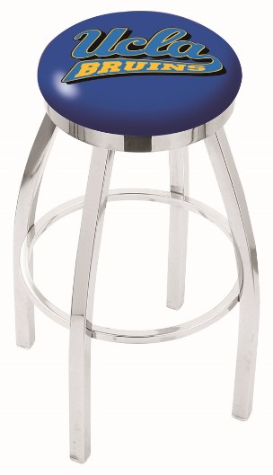 chromemetal swivel bar, counter stool, chrome ring, 25 or 30" shown w/ UCLA logo
