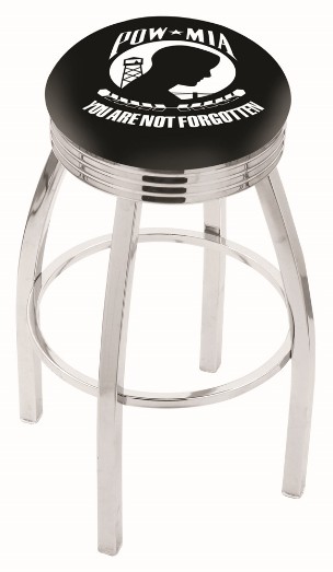 chrome swivel seat bar, counter stool, 25 or 30" shown w/POW/MIA logo